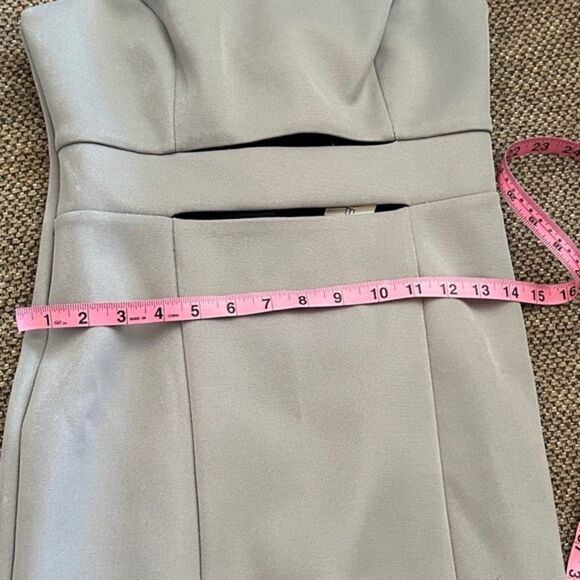 BCBGeneration Cutout Strappy Bodycon Dress Womens Size 4 Mini Shimmer Grey NWT - Picture 14 of 16